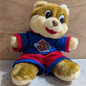 Shoney's Bear Plush 11 Inch Red And Blue Embroidered Outfit Stuffed Animal Toy